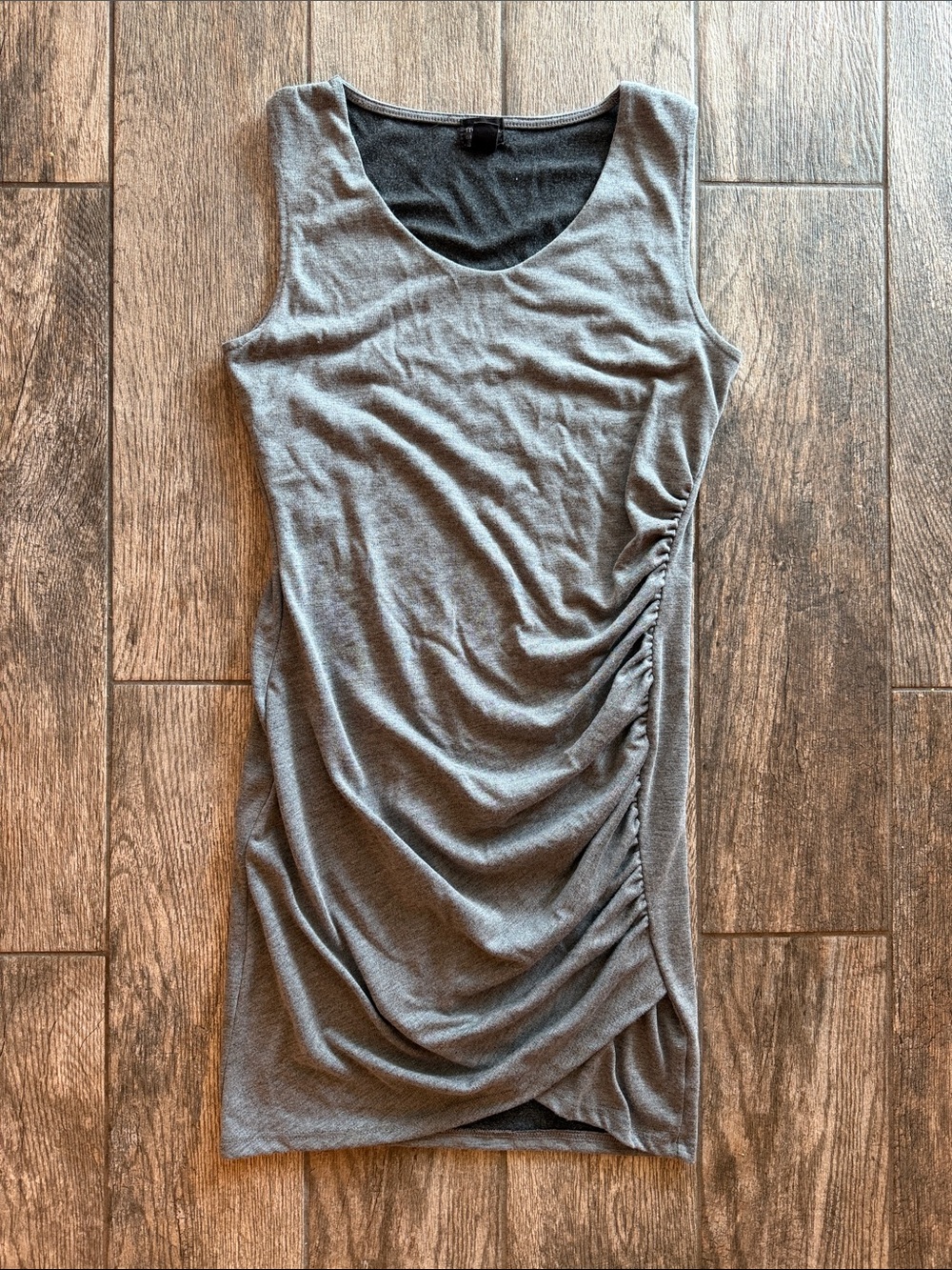free press charcoal gray scoop neck ruched dress